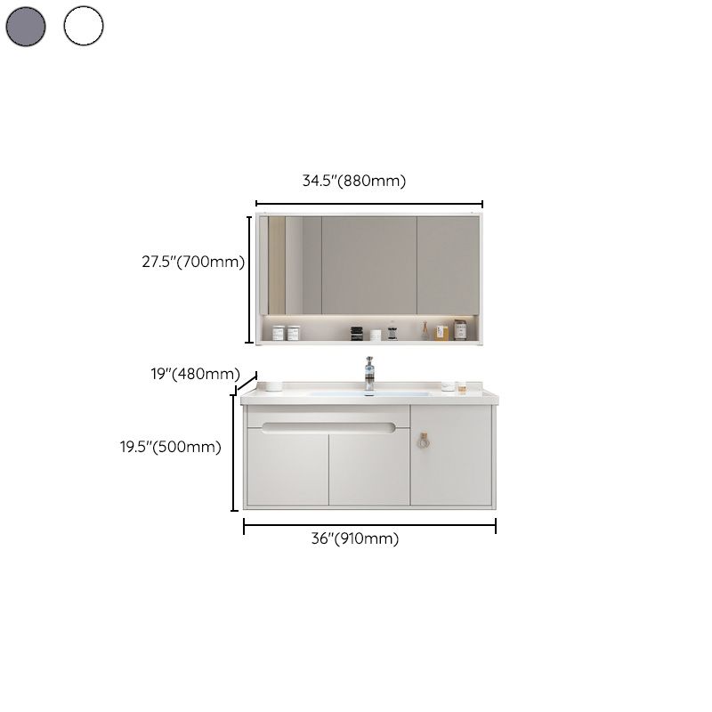 Single Glam Bathroom Vanity Ceramic Top Wall Mount Bath Vanity Clearhalo 'Bathroom Remodel & Bathroom Fixtures' 'Bathroom Vanities' 'bathroom_vanities' 'Home Improvement' 'home_improvement' 'home_improvement_bathroom_vanities' 1200x1200_a24fbef4-b534-426a-b1c6-6eb6c7c1a4fe