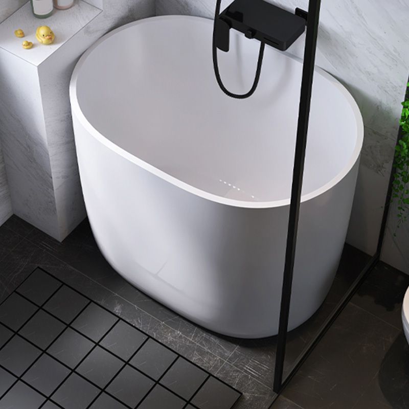 Modern Ellipse White Acrylic Bathtub Back to Wall with Drain Bath Tub Clearhalo 'Bathroom Remodel & Bathroom Fixtures' 'Bathtubs' 'Home Improvement' 'home_improvement' 'home_improvement_bathtubs' 'Showers & Bathtubs' 1200x1200_a26e294b-4105-4ce9-a12d-4387a624b20b