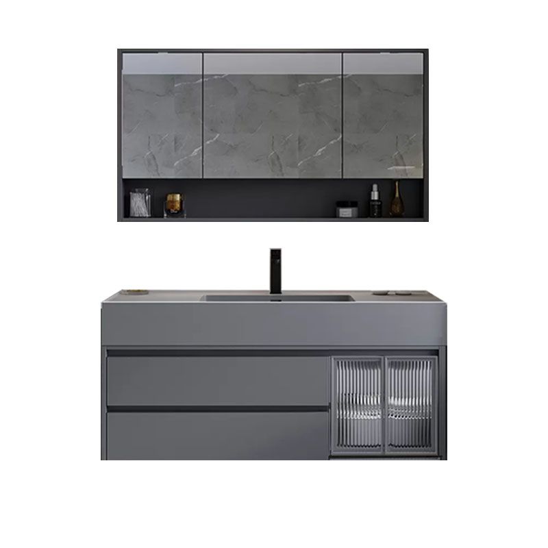 Grey Wall Mounted Standard Modern Single-Sink Open Console with Sink Set Clearhalo 'Bathroom Remodel & Bathroom Fixtures' 'Bathroom Vanities' 'bathroom_vanities' 'Home Improvement' 'home_improvement' 'home_improvement_bathroom_vanities' 1200x1200_a2855274-2422-41e9-8679-ab6dc3a198d9