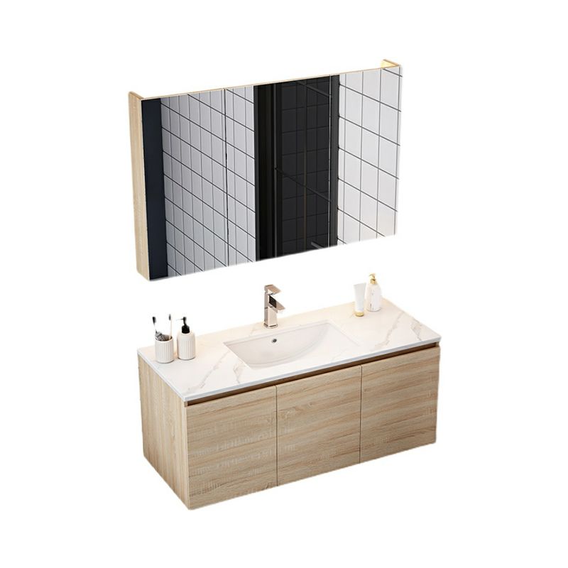 Wall-Mounted Modern Light Wood Single-Sink Open Console with Sink Set Clearhalo 'Bathroom Remodel & Bathroom Fixtures' 'Bathroom Vanities' 'bathroom_vanities' 'Home Improvement' 'home_improvement' 'home_improvement_bathroom_vanities' 1200x1200_a2a4f053-fc3c-453b-9404-5bbd4437211e