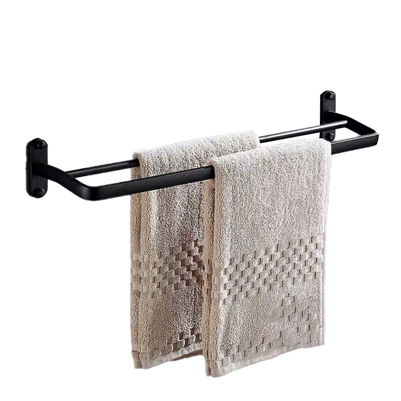 Juego de accesorios de baño de madera negra, toallero montado en la pared,  barra de toalla