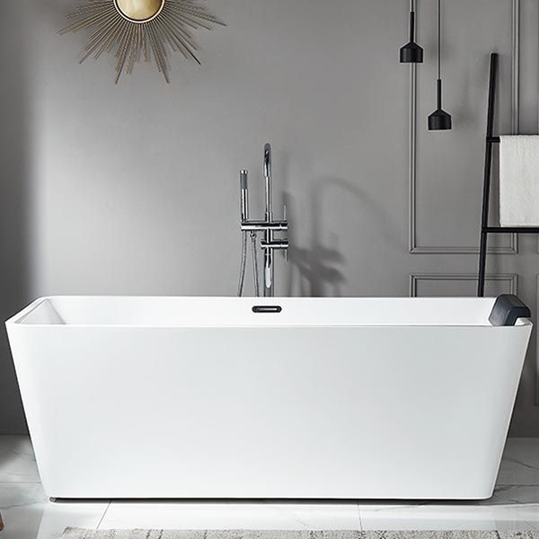 Modern Acrylic Home Bathtub Rectangular Freestanding Bath Tub in White Clearhalo 'Bathroom Remodel & Bathroom Fixtures' 'Bathtubs' 'Home Improvement' 'home_improvement' 'home_improvement_bathtubs' 'Showers & Bathtubs' 1200x1200_a32434a9-e341-41c8-b09e-9a602c0584fe