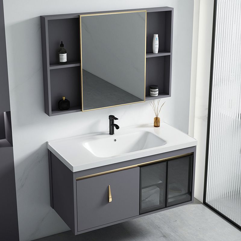 Contemporary Gray Vanity Sink Wall Mounted Bathroom Vanity Cabinet Clearhalo 'Bathroom Remodel & Bathroom Fixtures' 'Bathroom Vanities' 'bathroom_vanities' 'Home Improvement' 'home_improvement' 'home_improvement_bathroom_vanities' 1200x1200_a325c0d8-1d3b-46a4-ae11-cf0a84c7523e