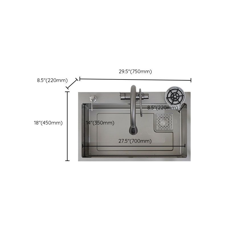 Modern Style Kitchen Sink Rectangle Shape Kitchen Sink with Single Bowl Clearhalo 'Home Improvement' 'home_improvement' 'home_improvement_kitchen_sinks' 'Kitchen Remodel & Kitchen Fixtures' 'Kitchen Sinks & Faucet Components' 'Kitchen Sinks' 'kitchen_sinks' 1200x1200_a32b308c-90ba-4857-b68d-a1ac8f60a842