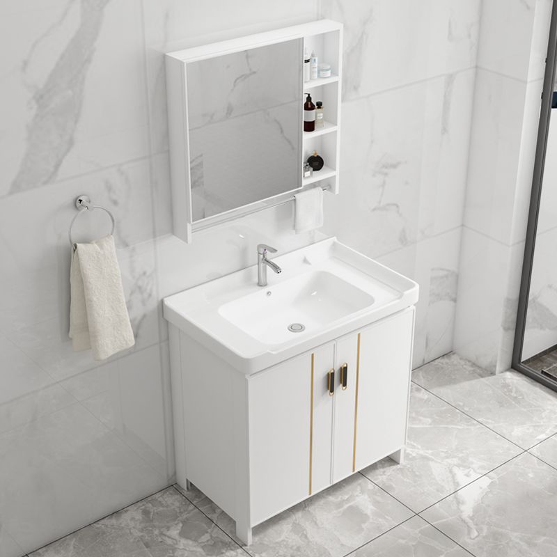Modern Bathroom Vanity White Metal Frame Single-Sink Wall Mount Vanity Set Clearhalo 'Bathroom Remodel & Bathroom Fixtures' 'Bathroom Vanities' 'bathroom_vanities' 'Home Improvement' 'home_improvement' 'home_improvement_bathroom_vanities' 1200x1200_a3415c51-18e9-44c2-9e5b-53e11334ef83