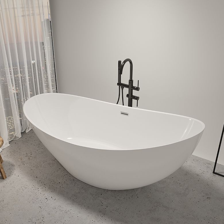 Modern Ellipse Acrylic Bathtub Freestand Soaking Bathtub with Drain Bath Tub Clearhalo 'Bathroom Remodel & Bathroom Fixtures' 'Bathtubs' 'Home Improvement' 'home_improvement' 'home_improvement_bathtubs' 'Showers & Bathtubs' 1200x1200_a386f0d0-487d-4eee-9257-b334e716e034