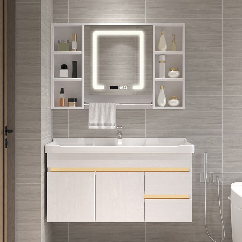 Glam Bathroom Vanity Ceramic Top with Soft Close Door Wall Mount Space Saver Vanity Clearhalo 'Bathroom Remodel & Bathroom Fixtures' 'Bathroom Vanities' 'bathroom_vanities' 'Home Improvement' 'home_improvement' 'home_improvement_bathroom_vanities' 1200x1200_a3a9ac60-52d8-4fa1-8d09-63d40dcc01fe