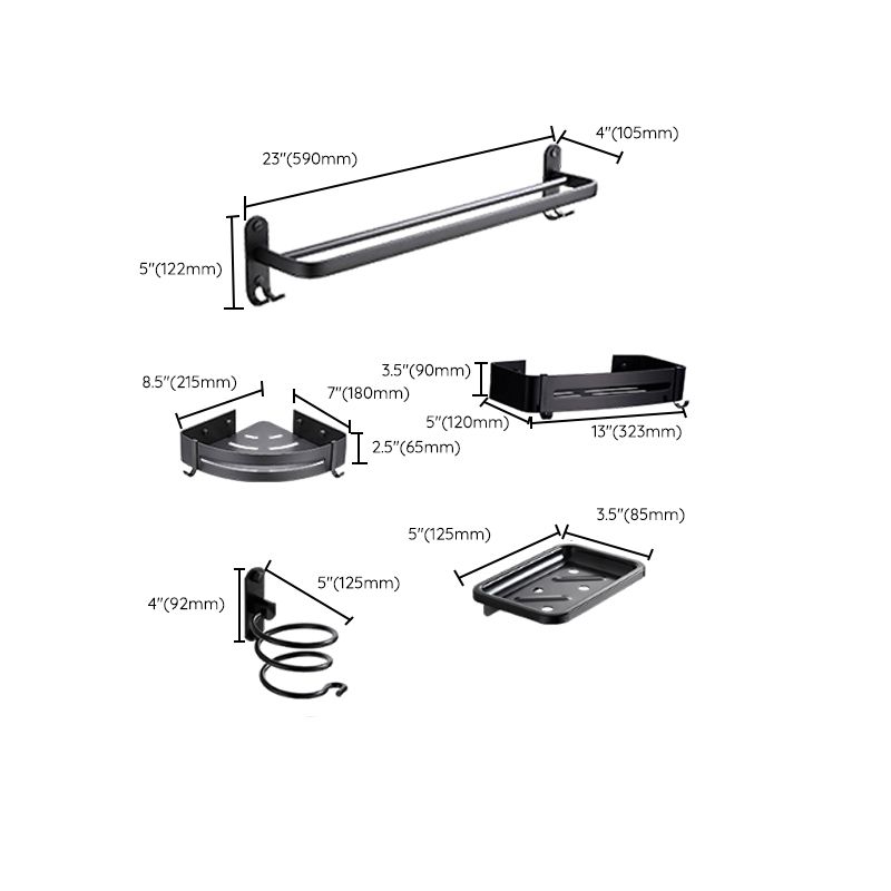 Modern Bath Hardware Set Black Towel Bar Paper Holder Bathroom Accessory Kit Clearhalo 'Bathroom Hardware Sets' 'Bathroom Hardware' 'Bathroom Remodel & Bathroom Fixtures' 'bathroom_hardware_sets' 'Home Improvement' 'home_improvement' 'home_improvement_bathroom_hardware_sets' 1200x1200_a3aa2737-2195-4e49-8e8c-33fe495a31c3