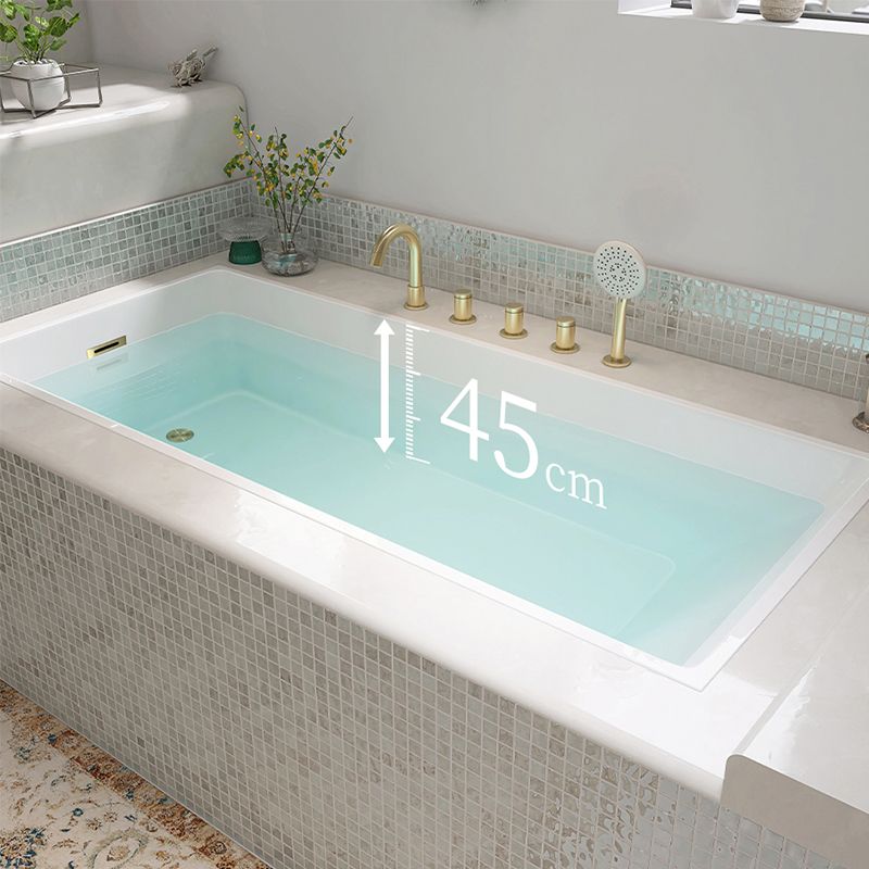 Modern Acrylic Rectangle Embedded with Drain Bath Tub and Overflow Hole Clearhalo 'Bathroom Remodel & Bathroom Fixtures' 'Bathtubs' 'Home Improvement' 'home_improvement' 'home_improvement_bathtubs' 'Showers & Bathtubs' 1200x1200_a3d909cd-7681-420c-9679-ffc34a55e594