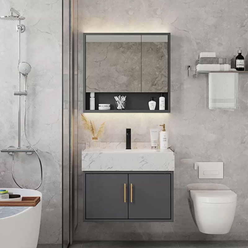 Grey Modern Wood Single-Sink Rectangular Open Console with Sink Set Clearhalo 'Bathroom Remodel & Bathroom Fixtures' 'Bathroom Vanities' 'bathroom_vanities' 'Home Improvement' 'home_improvement' 'home_improvement_bathroom_vanities' 1200x1200_a3df5e9a-564c-42c1-bf4c-97200d7acaf0