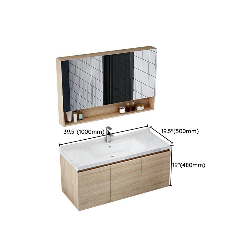 Wall-Mounted Modern Light Wood Single-Sink Open Console with Sink Set Clearhalo 'Bathroom Remodel & Bathroom Fixtures' 'Bathroom Vanities' 'bathroom_vanities' 'Home Improvement' 'home_improvement' 'home_improvement_bathroom_vanities' 1200x1200_a3e04e28-019d-440b-979a-f2b5328dea7c