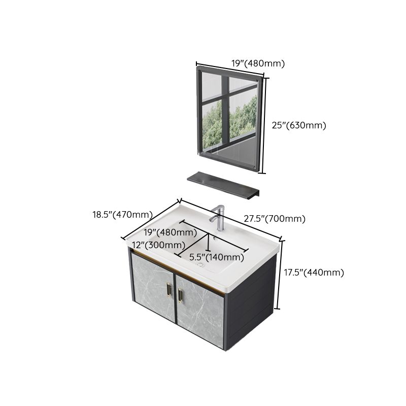 Wall Mounted Vanity Set Drawers Ceramic Sink Faucet Vanity Set with Mirror Clearhalo 'Bathroom Remodel & Bathroom Fixtures' 'Bathroom Vanities' 'bathroom_vanities' 'Home Improvement' 'home_improvement' 'home_improvement_bathroom_vanities' 1200x1200_a3e4138e-9904-410b-8b2b-b6e3ba6ce03e