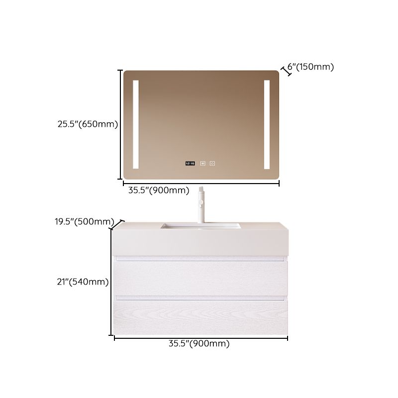 White Bath Vanity Wall Mount Single Sink Rectangular 2 Drawers Wood Frame Vanity Clearhalo 'Bathroom Remodel & Bathroom Fixtures' 'Bathroom Vanities' 'bathroom_vanities' 'Home Improvement' 'home_improvement' 'home_improvement_bathroom_vanities' 1200x1200_a3f6df81-24dd-4969-89c2-d3180b8b160c