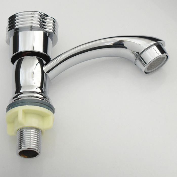 Contemporary Faucet Knob Handle Low Arc Zinc Faucet in Silver Clearhalo 'Bathroom Remodel & Bathroom Fixtures' 'Bathroom Sink Faucets' 'Bathroom Sinks & Faucet Components' 'bathroom_sink_faucets' 'Home Improvement' 'home_improvement' 'home_improvement_bathroom_sink_faucets' 1200x1200_a4269122-1d0d-490e-859e-653cc87a7970