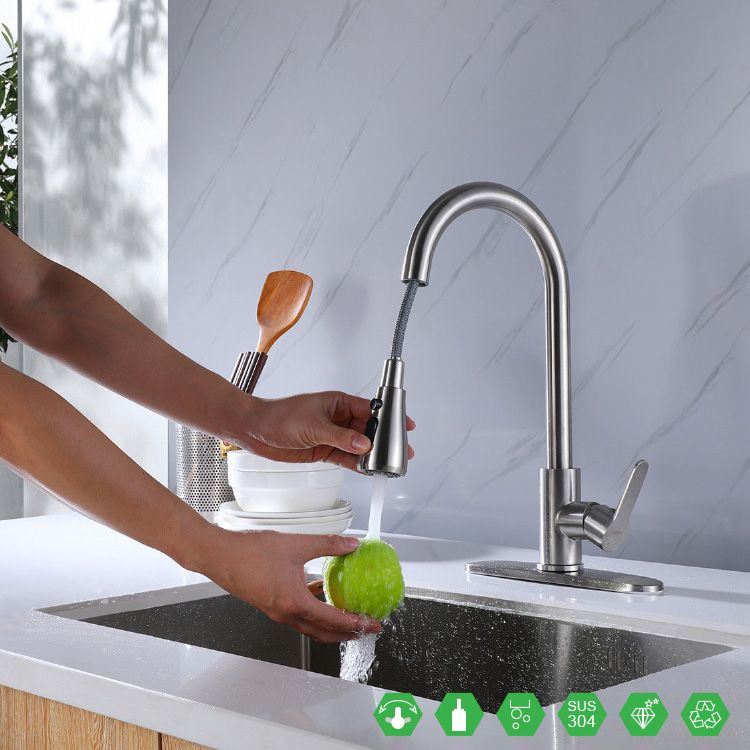 Kitchen Faucet Smoked Pull Rod Handle Cold and Hot Controlled Kitchen Faucet Clearhalo 'Home Improvement' 'home_improvement' 'home_improvement_kitchen_faucets' 'Kitchen Faucets' 'Kitchen Remodel & Kitchen Fixtures' 'Kitchen Sinks & Faucet Components' 'kitchen_faucets' 1200x1200_a451c747-181d-4b14-9905-5dc4427e2230