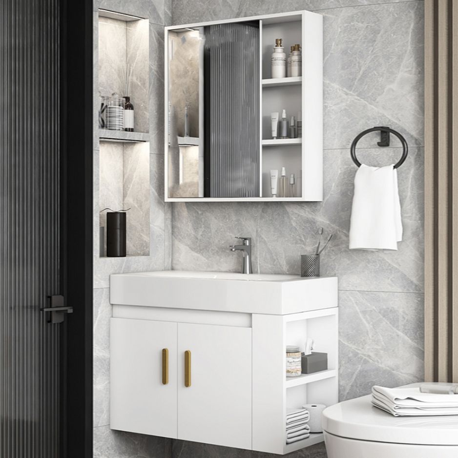 Glam White Ceramic Bathroom Vanity Single-Sink Oval Wall Mount Vanity Set Clearhalo 'Bathroom Remodel & Bathroom Fixtures' 'Bathroom Vanities' 'bathroom_vanities' 'Home Improvement' 'home_improvement' 'home_improvement_bathroom_vanities' 1200x1200_a49853a7-c61b-4771-904c-84cf08dd8d38