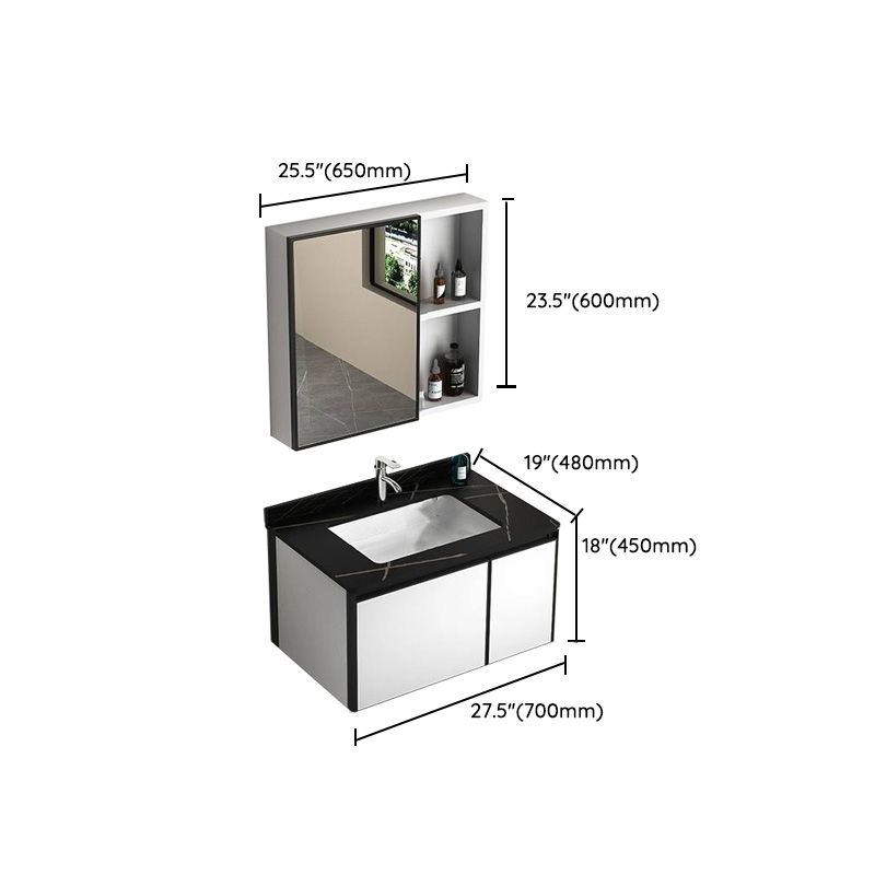 Modern Vanity Set Metal Frame Wall-Mounted with Soft Close Door Clearhalo 'Bathroom Remodel & Bathroom Fixtures' 'Bathroom Vanities' 'bathroom_vanities' 'Home Improvement' 'home_improvement' 'home_improvement_bathroom_vanities' 1200x1200_a4a876ec-c86e-4944-ab25-7cd0978537fc