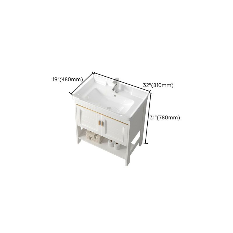 Modern Metal Freestanding Sink Vanity White with Sink Shelf for Bathroom Clearhalo 'Bathroom Remodel & Bathroom Fixtures' 'Bathroom Vanities' 'bathroom_vanities' 'Home Improvement' 'home_improvement' 'home_improvement_bathroom_vanities' 1200x1200_a4df6671-1105-48fb-84e1-60770f269a7e