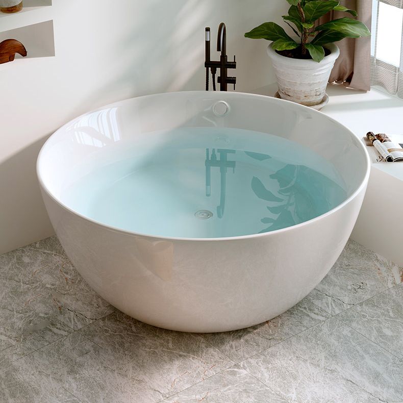 Round White Acrylic-Fiberglass Bathtub Soaking Freestanding Bath Tub Clearhalo 'Bathroom Remodel & Bathroom Fixtures' 'Bathtubs' 'Home Improvement' 'home_improvement' 'home_improvement_bathtubs' 'Showers & Bathtubs' 1200x1200_a5018942-faa6-4b91-ab92-6605e8cb0e81