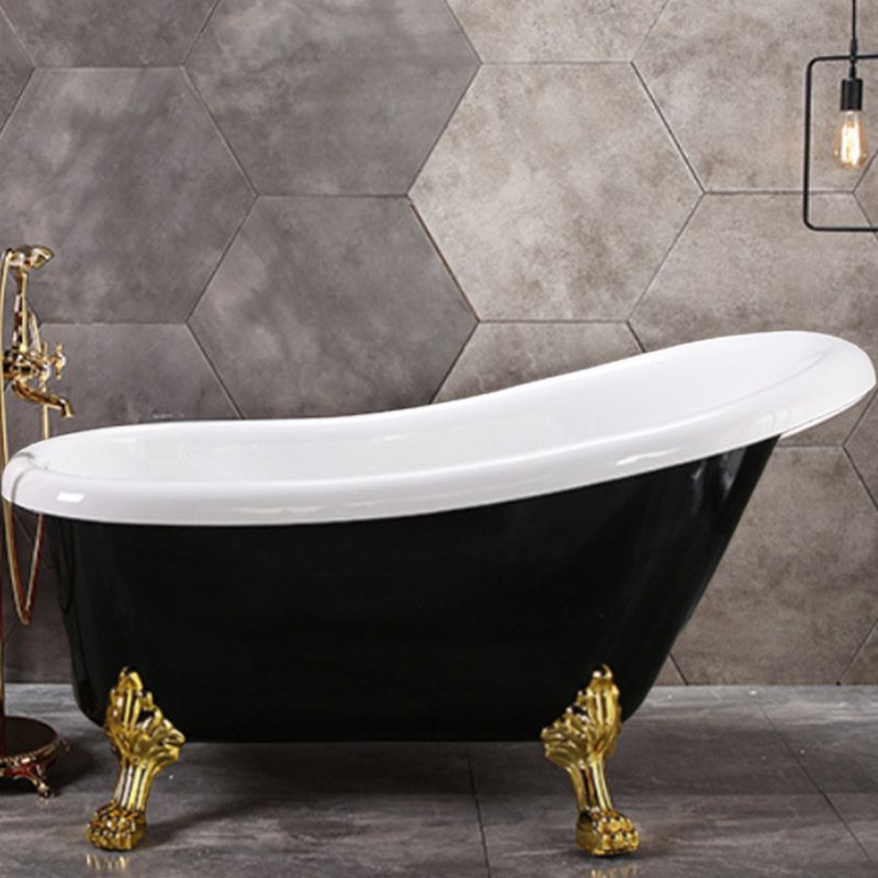 Modern Acrylic Bathtub Back to Wall with Golden Feet and Drain Bath Tub for Bathroom Clearhalo 'Bathroom Remodel & Bathroom Fixtures' 'Bathtubs' 'Home Improvement' 'home_improvement' 'home_improvement_bathtubs' 'Showers & Bathtubs' 1200x1200_a504faa2-a059-4dbf-8fab-36395f266195