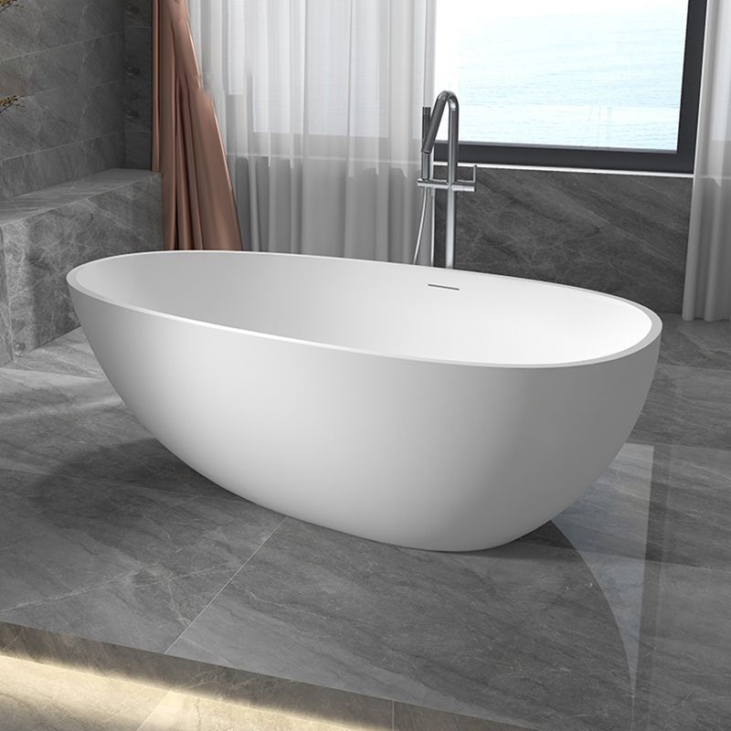 Modern Ellipse White Bathtub Stone Freestanding Soaking Bathtub with Drain Bath Tub Clearhalo 'Bathroom Remodel & Bathroom Fixtures' 'Bathtubs' 'Home Improvement' 'home_improvement' 'home_improvement_bathtubs' 'Showers & Bathtubs' 1200x1200_a52963c9-f19f-430b-aff8-defd28bd223c