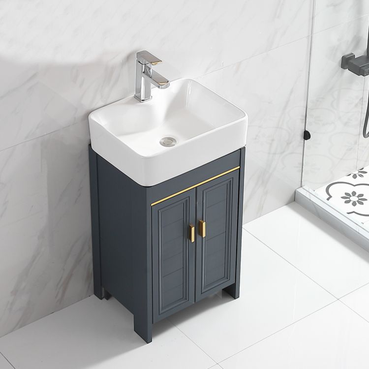 Glam Single Bathroom Vanity Blue Ceramic Top Rectangular Bath Vanity Clearhalo 'Bathroom Remodel & Bathroom Fixtures' 'Bathroom Vanities' 'bathroom_vanities' 'Home Improvement' 'home_improvement' 'home_improvement_bathroom_vanities' 1200x1200_a55137e1-54cd-43e9-86eb-1e64a840e6a5