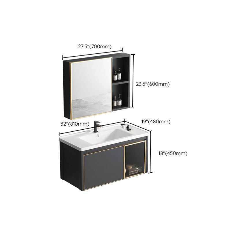 Glam Rectangular Bath Vanity Black Metal Base Single-Sink Bathroom Vanity Clearhalo 'Bathroom Remodel & Bathroom Fixtures' 'Bathroom Vanities' 'bathroom_vanities' 'Home Improvement' 'home_improvement' 'home_improvement_bathroom_vanities' 1200x1200_a58b1678-e622-453f-b4d8-85e03f16bf6b