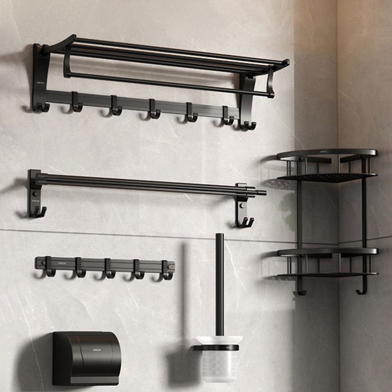 Contemporary Aluminum Bath Hardware Set Black Bathroom Accessory Kit Clearhalo 'Bathroom Hardware Sets' 'Bathroom Hardware' 'Bathroom Remodel & Bathroom Fixtures' 'bathroom_hardware_sets' 'Home Improvement' 'home_improvement' 'home_improvement_bathroom_hardware_sets' 1200x1200_a5a667ac-d638-43e9-9486-941dea4b30b5