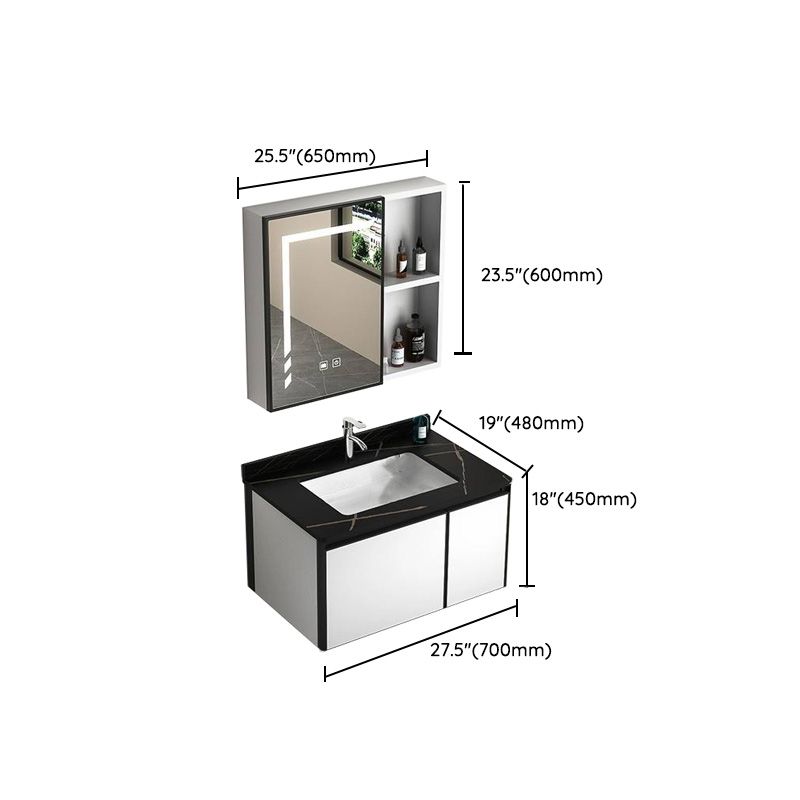 Modern Vanity Set Metal Frame Wall-Mounted with Soft Close Door Clearhalo 'Bathroom Remodel & Bathroom Fixtures' 'Bathroom Vanities' 'bathroom_vanities' 'Home Improvement' 'home_improvement' 'home_improvement_bathroom_vanities' 1200x1200_a5b48ce9-9770-4879-af4d-f1b0bf5a6bab