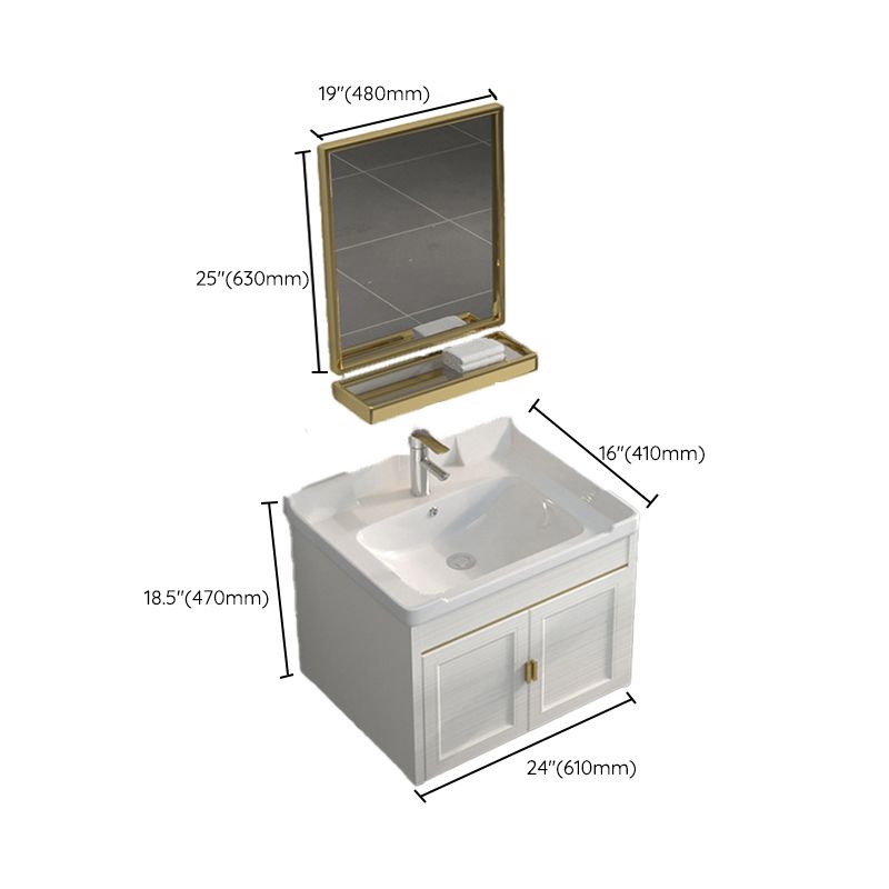 Single Sink Vanity Set Mirror Wall Mount Metal Frame Rectangle Bath Vanity with 2 Doors Clearhalo 'Bathroom Remodel & Bathroom Fixtures' 'Bathroom Vanities' 'bathroom_vanities' 'Home Improvement' 'home_improvement' 'home_improvement_bathroom_vanities' 1200x1200_a5b6f53c-747f-4560-a450-44f7b5d57a47