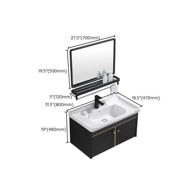 Wall Mount Metal Modern Sink Vanity with Sink for Bathroom in Black Clearhalo 'Bathroom Remodel & Bathroom Fixtures' 'Bathroom Vanities' 'bathroom_vanities' 'Home Improvement' 'home_improvement' 'home_improvement_bathroom_vanities' 1200x1200_a61bcee8-c3ed-4f52-a6b9-c8e5360e58d2
