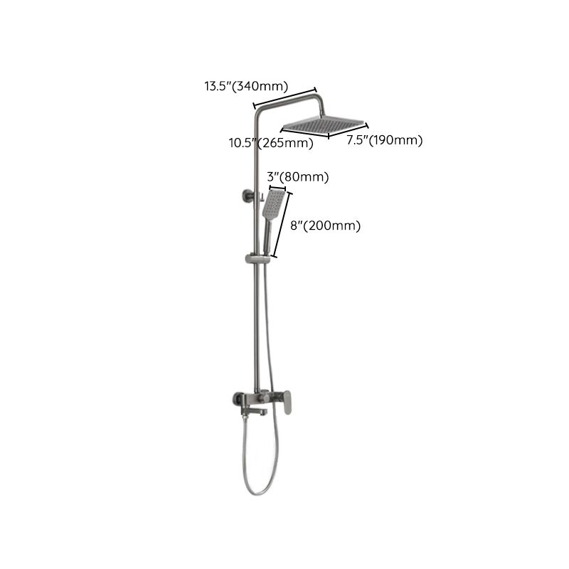 Square Shower System Wall Mount Shower Arm Grey Shower System with Shower Hose Clearhalo 'Bathroom Remodel & Bathroom Fixtures' 'Home Improvement' 'home_improvement' 'home_improvement_shower_faucets' 'Shower Faucets & Systems' 'shower_faucets' 'Showers & Bathtubs Plumbing' 'Showers & Bathtubs' 1200x1200_a62a933c-856b-4277-b7d5-e4e878a38091