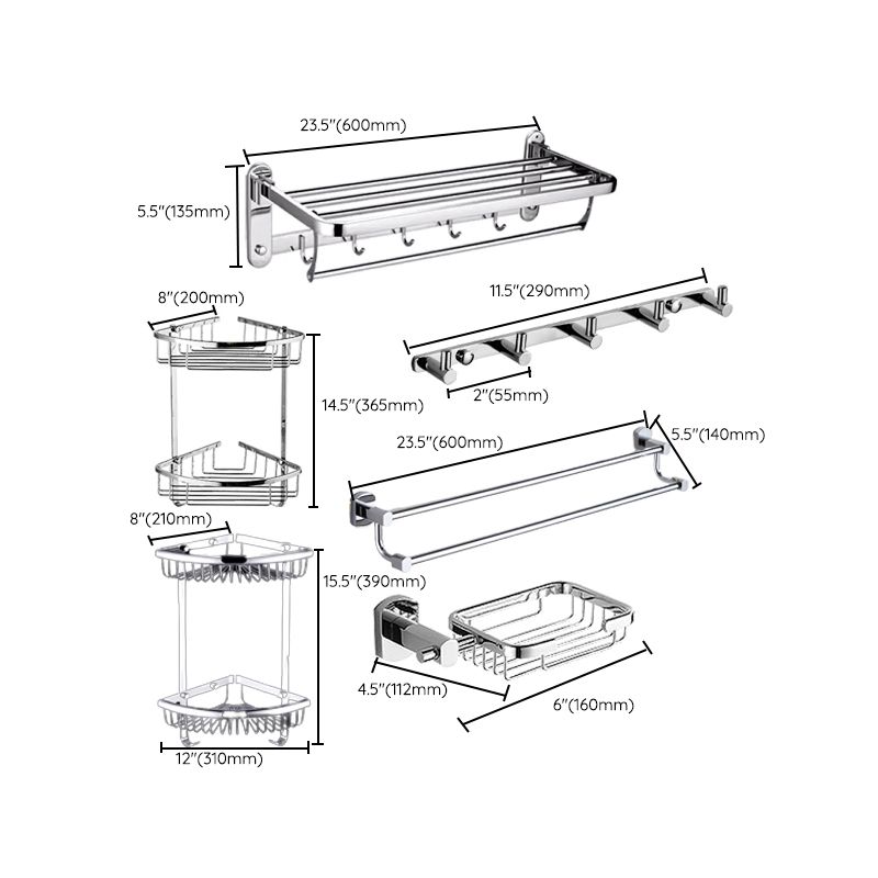 Contemporary Bathroom Accessories Hardware Set In Silver Metal Clearhalo 'Bathroom Hardware Sets' 'Bathroom Hardware' 'Bathroom Remodel & Bathroom Fixtures' 'bathroom_hardware_sets' 'Home Improvement' 'home_improvement' 'home_improvement_bathroom_hardware_sets' 1200x1200_a6344d38-821b-4570-9f71-e4520cd8c17a