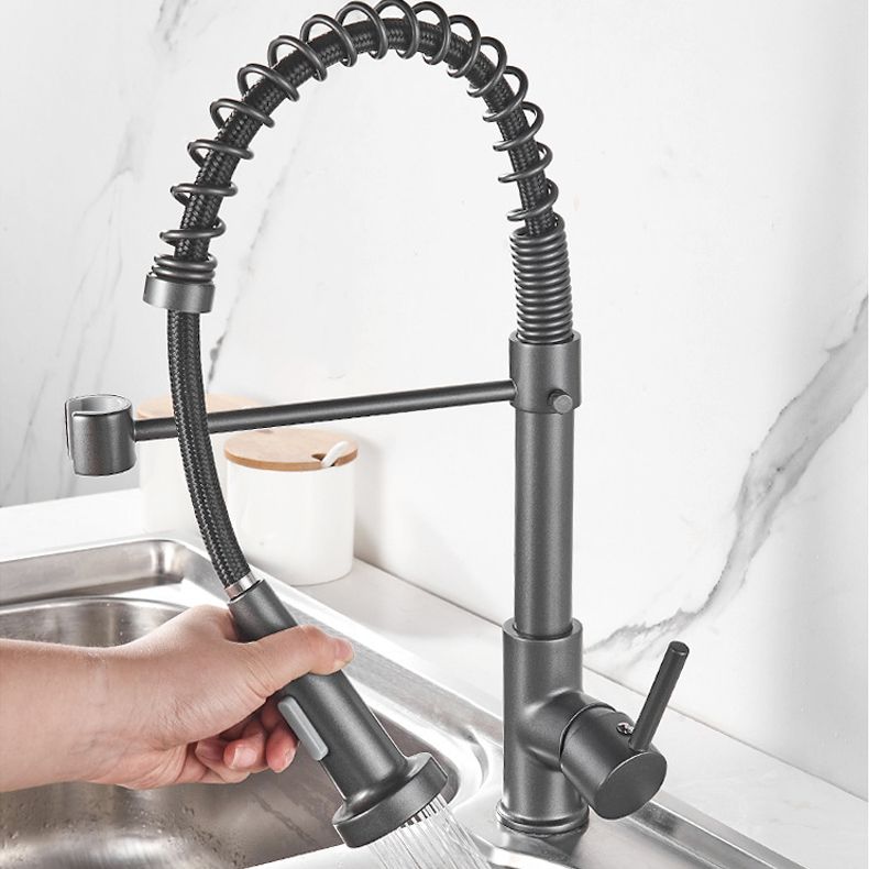 Contemporary Kitchen Faucet Copper Single Handle High Arc Spring Spout Kitchen Faucet Clearhalo 'Home Improvement' 'home_improvement' 'home_improvement_kitchen_faucets' 'Kitchen Faucets' 'Kitchen Remodel & Kitchen Fixtures' 'Kitchen Sinks & Faucet Components' 'kitchen_faucets' 1200x1200_a65dc6c0-a26b-4f26-959a-dda51c0d5626