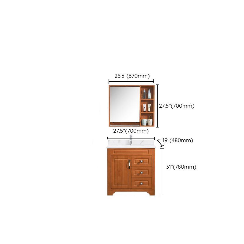 Wood Traditional Sink Vanity Freestanding Bathroom Vanity with Mirror Clearhalo 'Bathroom Remodel & Bathroom Fixtures' 'Bathroom Vanities' 'bathroom_vanities' 'Home Improvement' 'home_improvement' 'home_improvement_bathroom_vanities' 1200x1200_a67940d9-262c-4a0c-a1b1-347a09dd5f28