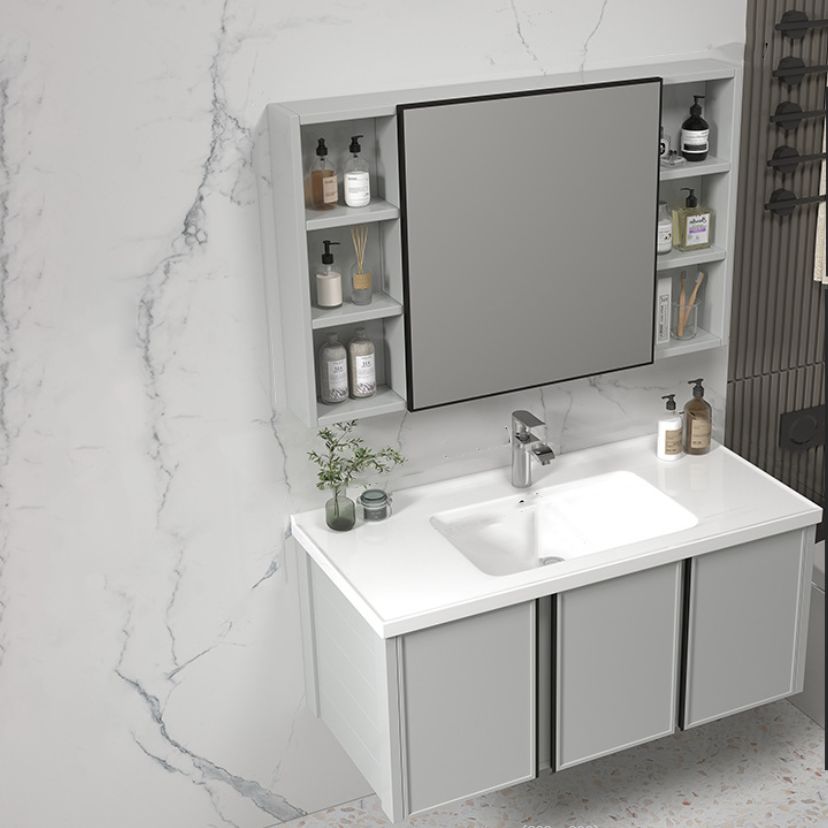 Modern Gray Bath Vanity Metal Frame Single Rectangular Wall Mount Sink Vanity Clearhalo 'Bathroom Remodel & Bathroom Fixtures' 'Bathroom Vanities' 'bathroom_vanities' 'Home Improvement' 'home_improvement' 'home_improvement_bathroom_vanities' 1200x1200_a6872777-751c-4a71-bfab-2f0c8694165c