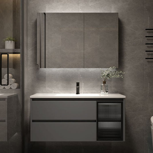 Modern Ceramic Bathroom Vanity Gray Single Sink Rectangular Vanity Set Clearhalo 'Bathroom Remodel & Bathroom Fixtures' 'Bathroom Vanities' 'bathroom_vanities' 'Home Improvement' 'home_improvement' 'home_improvement_bathroom_vanities' 1200x1200_a689481f-b449-4044-823a-b15206f890c1