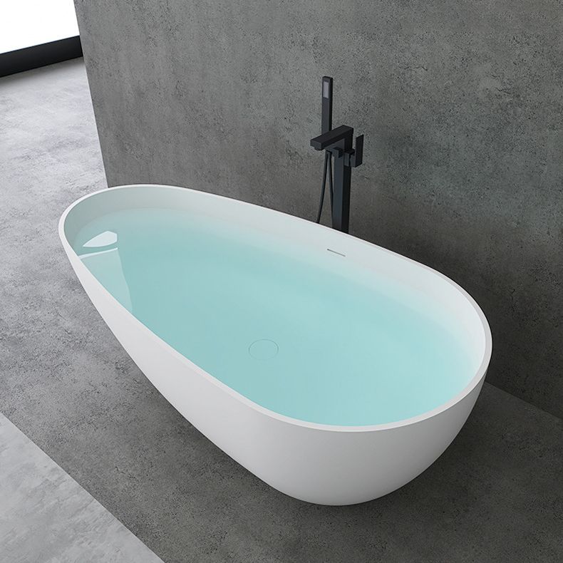 Soaking Stand Alone Tub with Drain Bathroom White Stone Bathtub Clearhalo 'Bathroom Remodel & Bathroom Fixtures' 'Bathtubs' 'Home Improvement' 'home_improvement' 'home_improvement_bathtubs' 'Showers & Bathtubs' 1200x1200_a699554a-7489-4a48-8d3f-cd756b79be76