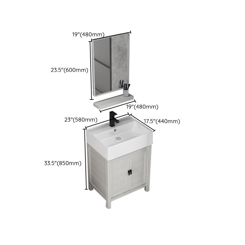 Rectangular Modern Bathroom Vanity White Metal Frame Single-Sink Vanity Set Clearhalo 'Bathroom Remodel & Bathroom Fixtures' 'Bathroom Vanities' 'bathroom_vanities' 'Home Improvement' 'home_improvement' 'home_improvement_bathroom_vanities' 1200x1200_a69d5f83-454f-4b96-a1d0-d0fc5a1da9be