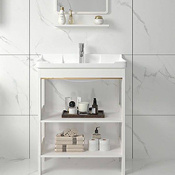 Modern Metal Freestanding Sink Vanity White with Sink Shelf for Bathroom Clearhalo 'Bathroom Remodel & Bathroom Fixtures' 'Bathroom Vanities' 'bathroom_vanities' 'Home Improvement' 'home_improvement' 'home_improvement_bathroom_vanities' 1200x1200_a6c7e403-14cc-4a07-9dd1-1ddefcd403fd