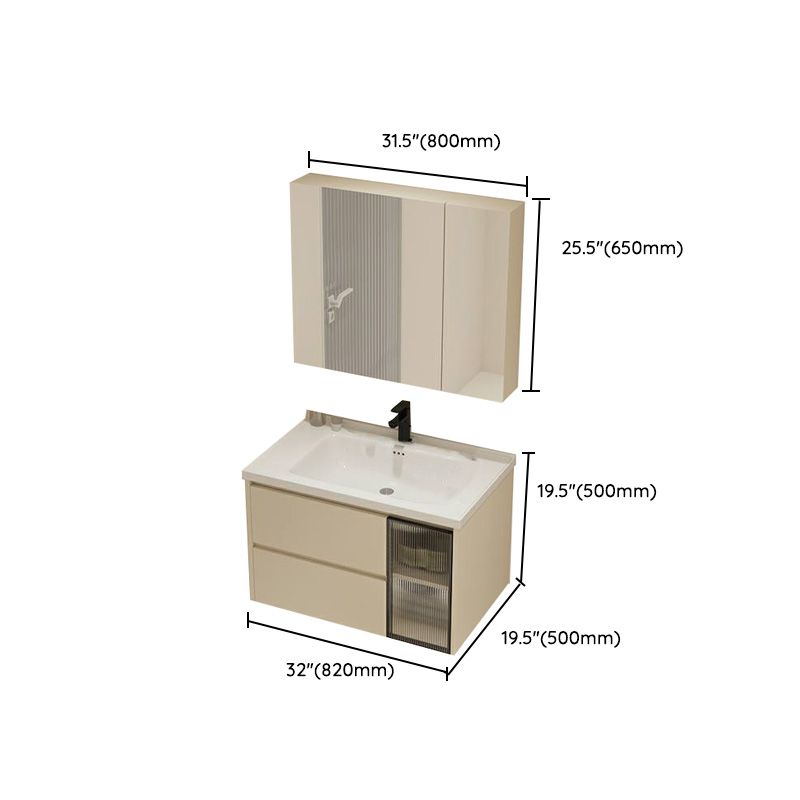 Modern Bathroom Sink Vanity Ceramic Top Wall Mount with Soft Close Door Clearhalo 'Bathroom Remodel & Bathroom Fixtures' 'Bathroom Vanities' 'bathroom_vanities' 'Home Improvement' 'home_improvement' 'home_improvement_bathroom_vanities' 1200x1200_a703bd7b-c93c-4224-a08a-a4f2b163e9e9