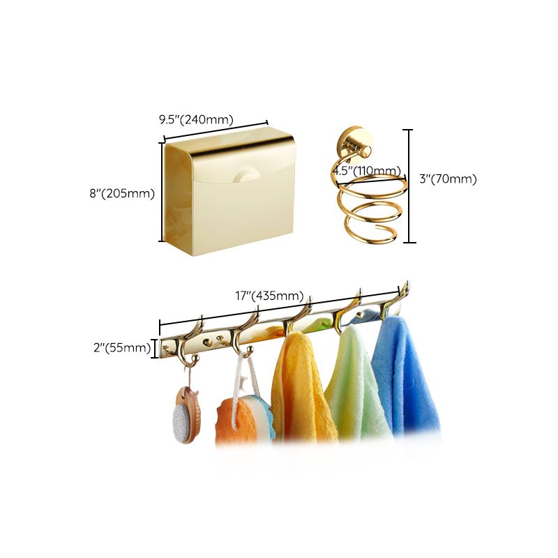 Traditional Style Golden Bathroom Accessory as Individual or as a Set Clearhalo 'Bathroom Hardware Sets' 'Bathroom Hardware' 'Bathroom Remodel & Bathroom Fixtures' 'bathroom_hardware_sets' 'Home Improvement' 'home_improvement' 'home_improvement_bathroom_hardware_sets' 1200x1200_a70bfae0-5e57-4c16-a02a-5a30c72d3363