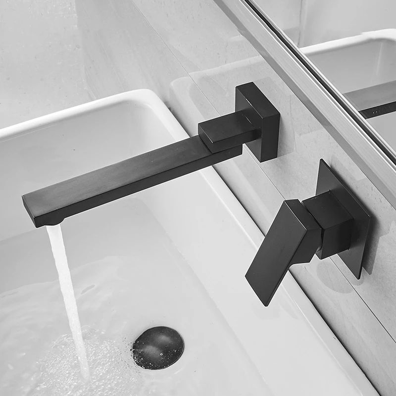 Modern Bathroom Sink Faucet Metal Widespread Wall Mounted Sink Faucet Clearhalo 'Bathroom Remodel & Bathroom Fixtures' 'Bathroom Sink Faucets' 'Bathroom Sinks & Faucet Components' 'bathroom_sink_faucets' 'Home Improvement' 'home_improvement' 'home_improvement_bathroom_sink_faucets' 1200x1200_a75e52e4-de1b-4523-b6ec-e6eec35923bd