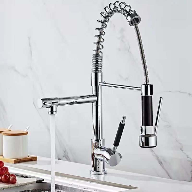 2-Function Kitchen Faucet 2-Handle Pull down Modern Farmhouse Kitchen Faucet Clearhalo 'Home Improvement' 'home_improvement' 'home_improvement_kitchen_faucets' 'Kitchen Faucets' 'Kitchen Remodel & Kitchen Fixtures' 'Kitchen Sinks & Faucet Components' 'kitchen_faucets' 1200x1200_a75f8e3b-0981-4fa5-bfb6-051f890268cd