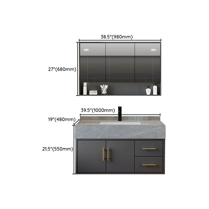 Grey Wall-Mounted Modern Single-Sink Rectangular Wood Bathroom Vanity Set Clearhalo 'Bathroom Remodel & Bathroom Fixtures' 'Bathroom Vanities' 'bathroom_vanities' 'Home Improvement' 'home_improvement' 'home_improvement_bathroom_vanities' 1200x1200_a763c8a9-9473-4a68-bfae-a8fe52790d06