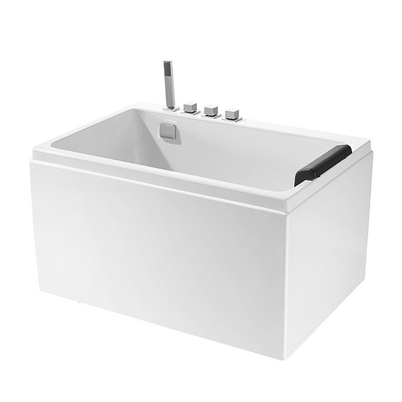 Acrylic Rectangular Bath Tub with Faucet Modern White Tub with Internal Drain Clearhalo 'Bathroom Remodel & Bathroom Fixtures' 'Bathtubs' 'Home Improvement' 'home_improvement' 'home_improvement_bathtubs' 'Showers & Bathtubs' 1200x1200_a792389b-464a-4cef-aa1c-ea3a4622152b