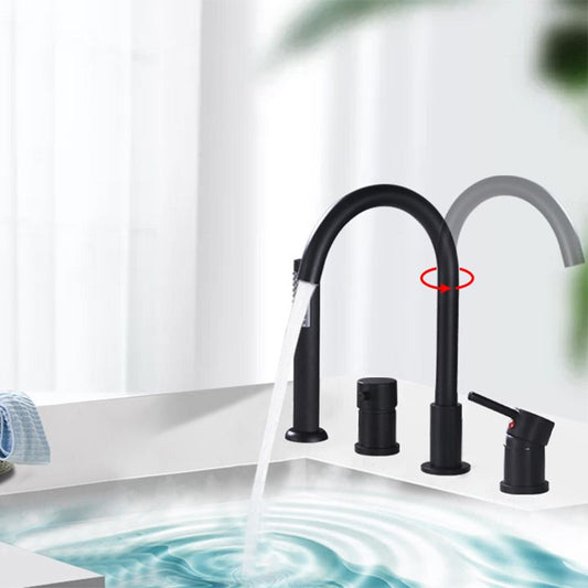 Deck Mounted Metal Roman Tub Faucet Low Arc Roman Tub Faucet Set Clearhalo 'Bathroom Remodel & Bathroom Fixtures' 'Bathtub Faucets' 'bathtub_faucets' 'Home Improvement' 'home_improvement' 'home_improvement_bathtub_faucets' 1200x1200_a7957276-dbff-47da-8a13-ec75abf50157