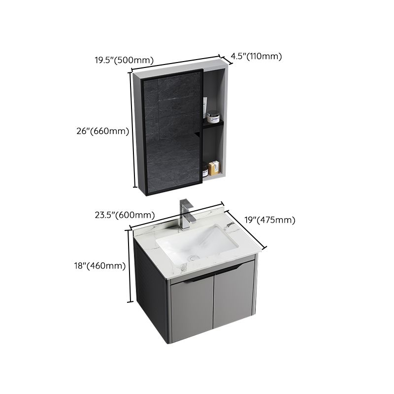 Single Sink Modern Bathroom Vanity Gray Metal Frame Rectangular Vanity Set Clearhalo 'Bathroom Remodel & Bathroom Fixtures' 'Bathroom Vanities' 'bathroom_vanities' 'Home Improvement' 'home_improvement' 'home_improvement_bathroom_vanities' 1200x1200_a7a6c220-2458-4bc4-83cf-d021db12132d