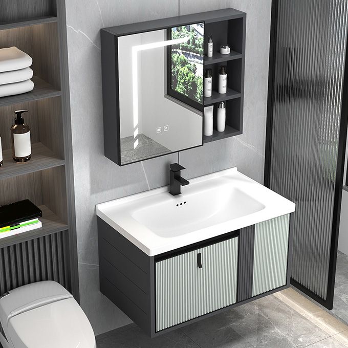 Wall Mount Metal Modern Bathroom Sink Vanity with Sink Faucet Clearhalo 'Bathroom Remodel & Bathroom Fixtures' 'Bathroom Vanities' 'bathroom_vanities' 'Home Improvement' 'home_improvement' 'home_improvement_bathroom_vanities' 1200x1200_a7bf1992-d950-45fe-b911-0928667c4b3e