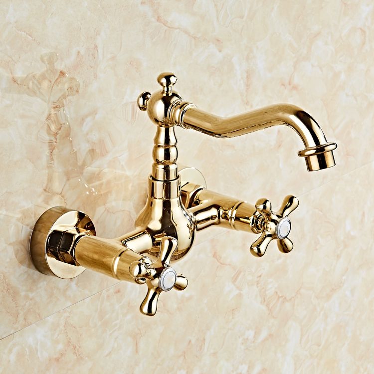 Industrial Wall Mounted Bathroom Faucet Cross Handles Lavatory Faucet Clearhalo 'bathroom_sink_faucets' 'Conjuntos de Torneiras de Lavatório e Banheiro' 'home_improvement' 'home_improvement_bathroom_sink_faucets' 'Mobiliário Doméstico' 'Página inicial' 'Renovação e equipamento de casa de banho' 'Torneira para lavatório de banheiro' 1200x1200_a7dfe9c5-7b2c-4ae7-acb0-264262f10b6d